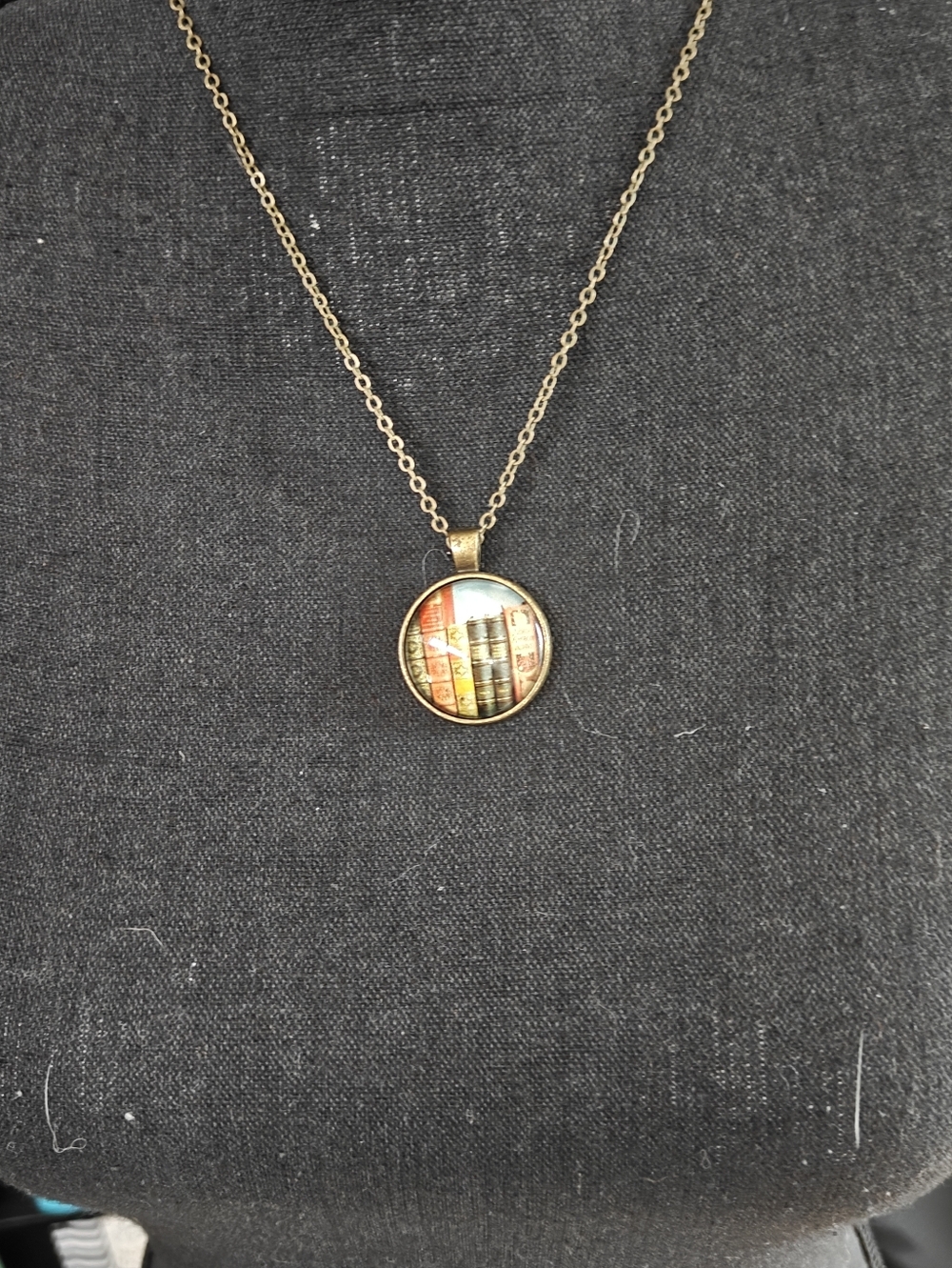 Vintage Bookshelf Pendant Necklace